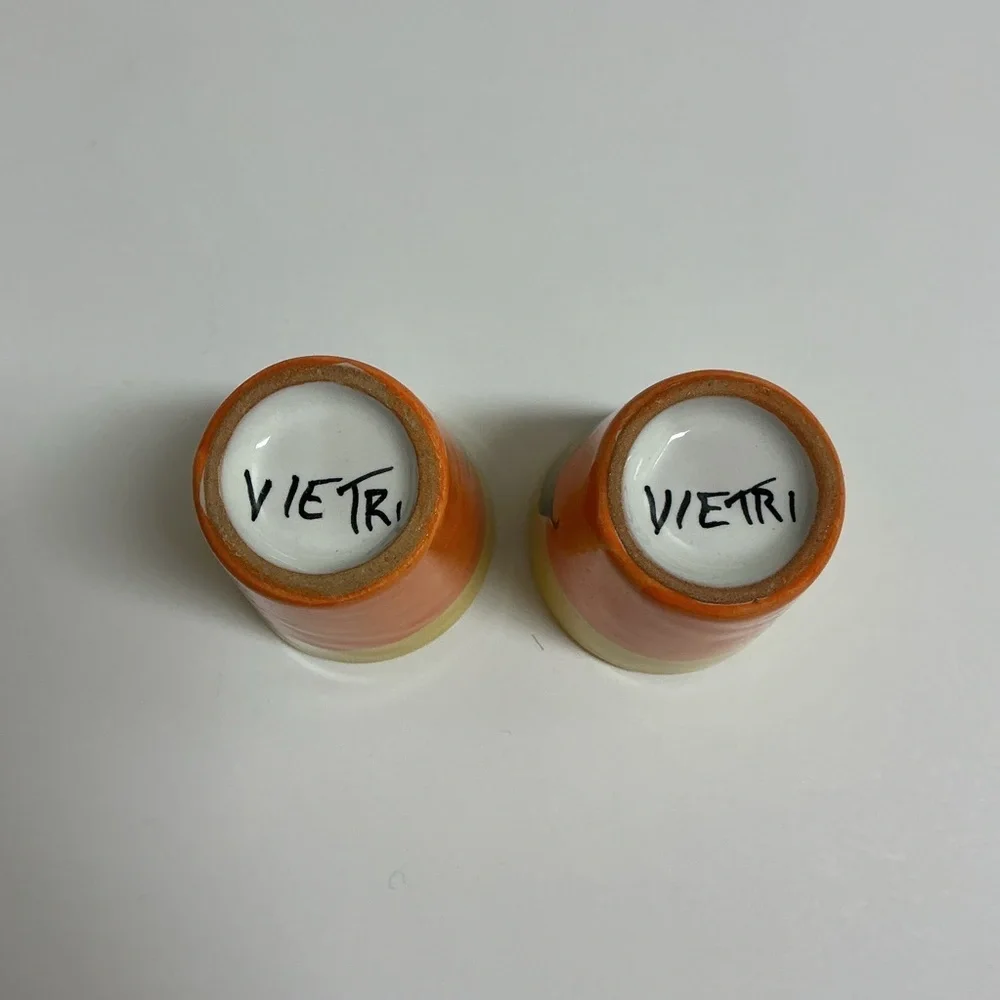 Vietri Shot Glass PAIR Lemon Limoncello Hand Painted Pottery Espresso Vintage